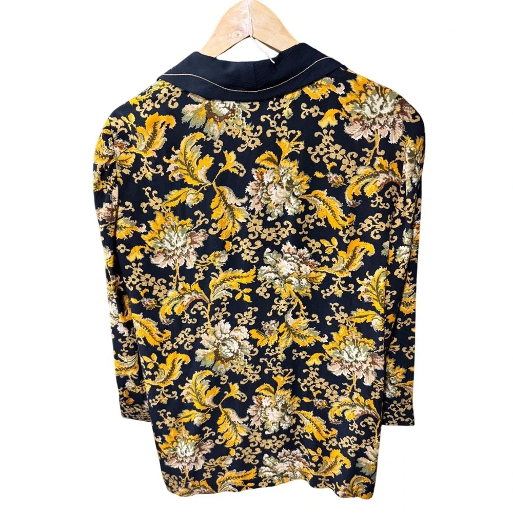 Carole‎ Little Petites Vintage Floral Tapestry Print Embroidered Jacket Black 4
